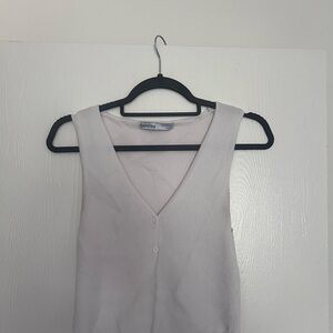 Bershka Cream Ribbed Sleeveless Tank Top